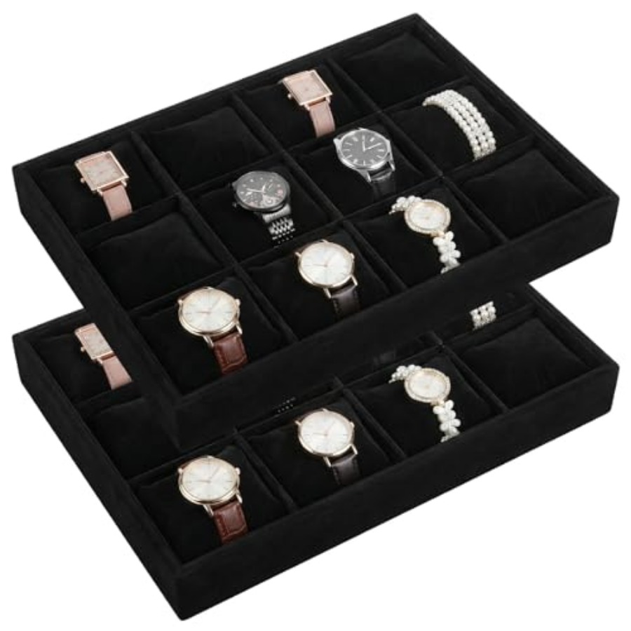 Jewelry Watches Men - 2 PCS Watch Tray, 12 Grid