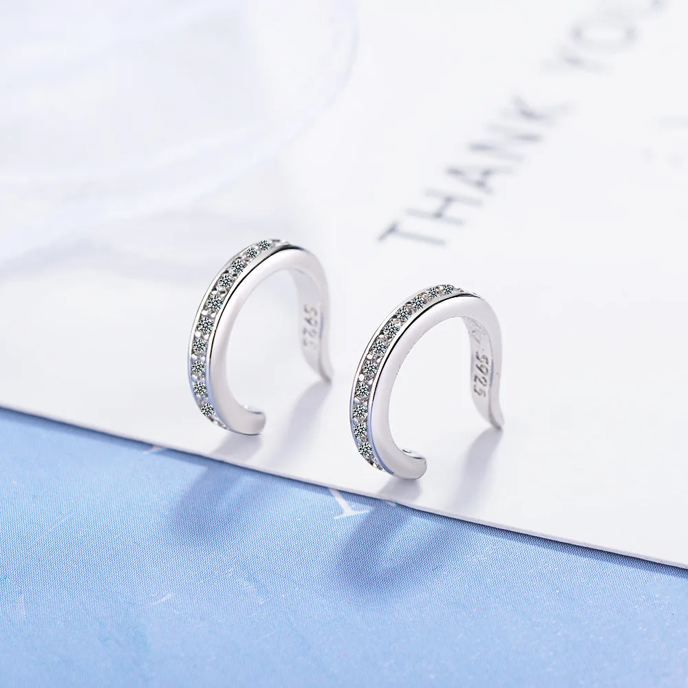 Ear Cuff No Piercing - Simple Micro Pave 925 Sterling Silver
