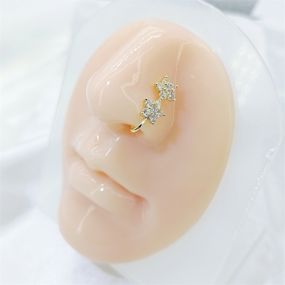 Ear Cuff No Piercing - 1pc 2 Crystal Flowers Ear Cuff