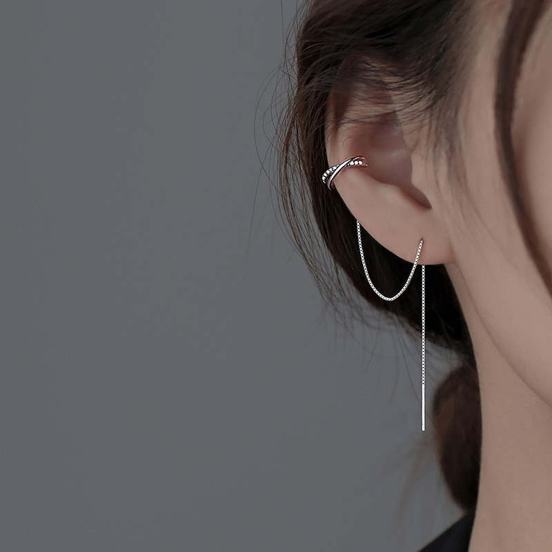 Real 925 Sterling Silver Doubl - Ear Cuff No Piercing avis et prix