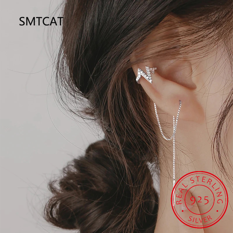 Real 925 Sterling Silver Doubl - Ear Cuff No Piercing avis et prix