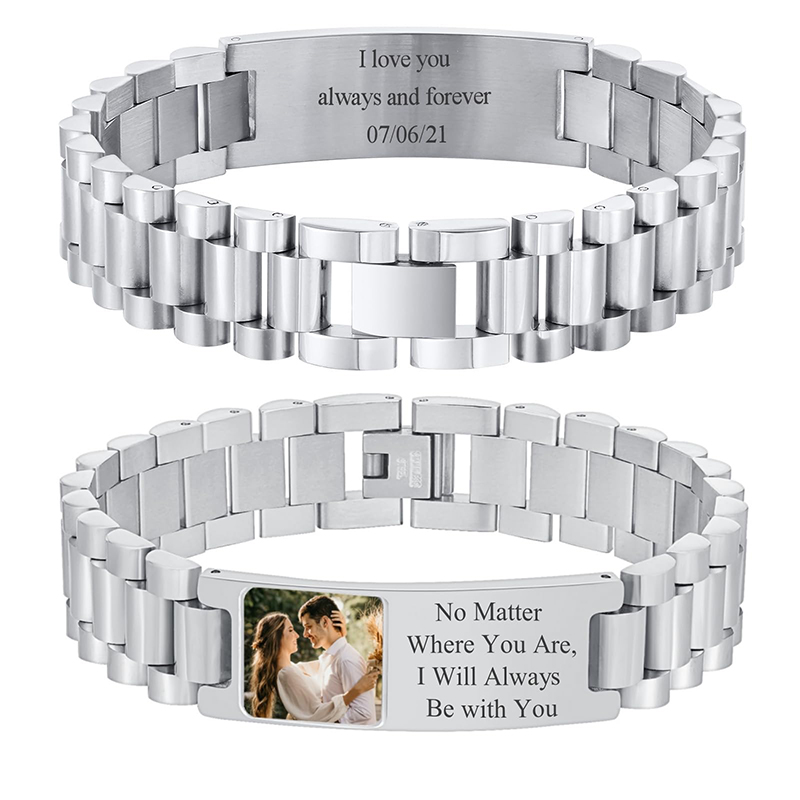Custom Picture Text Bracelet W - Jewelry Watches Men avis et prix