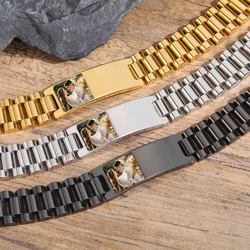 Custom Picture Text Bracelet W - Jewelry Watches Men avis et prix