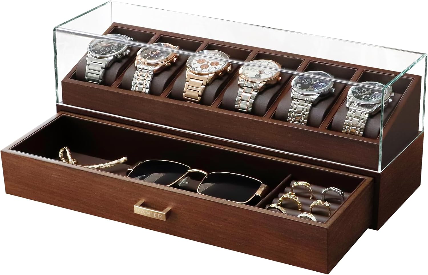 Wooden Watch Box with 6 Slots  - Jewelry Watches Men avis et prix