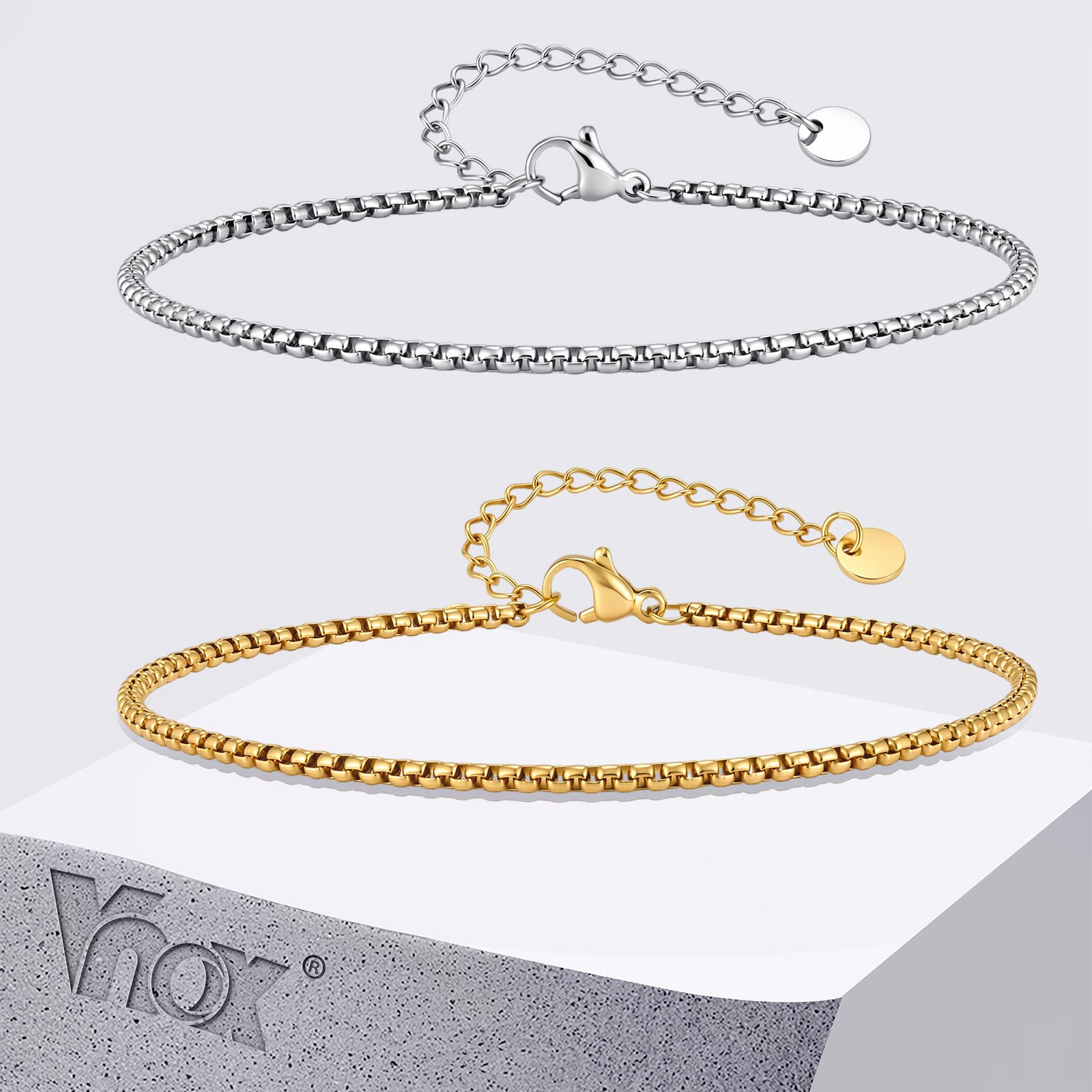 Vnox Stainless Steel Box Chain - Jc Jewelry & Watches Photos avis et prix