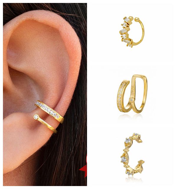 24k Gold-Plated Silver Irregul - Ear Cuff No Piercing avis et prix