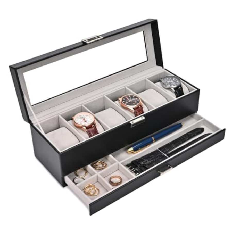 Watch Box, 6 Slot Watches Disp - Jewelry Watches Men avis et prix