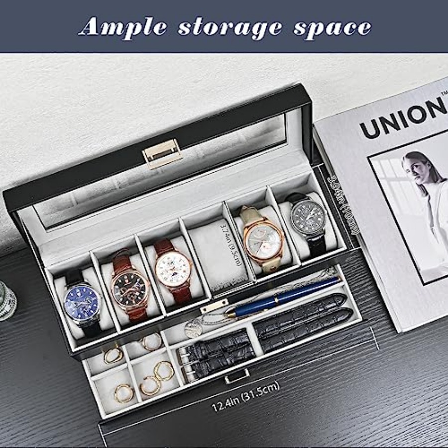 Watch Box, 6 Slot Watches Disp - Jewelry Watches Men avis et prix