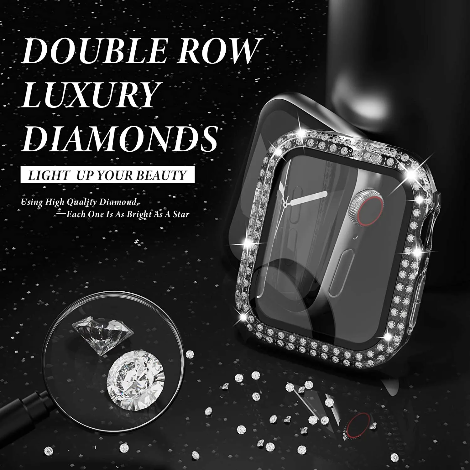 Glass+Diamond Cover For Apple  - Jewelry Smart Watches avis et prix