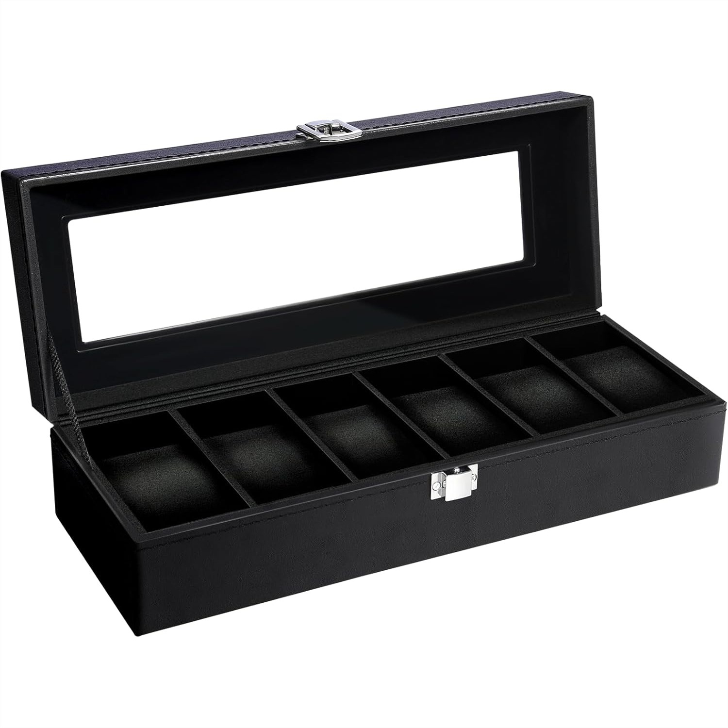 6 Slot Watch Box with Glass Li - Jewelry Watches Men avis et prix