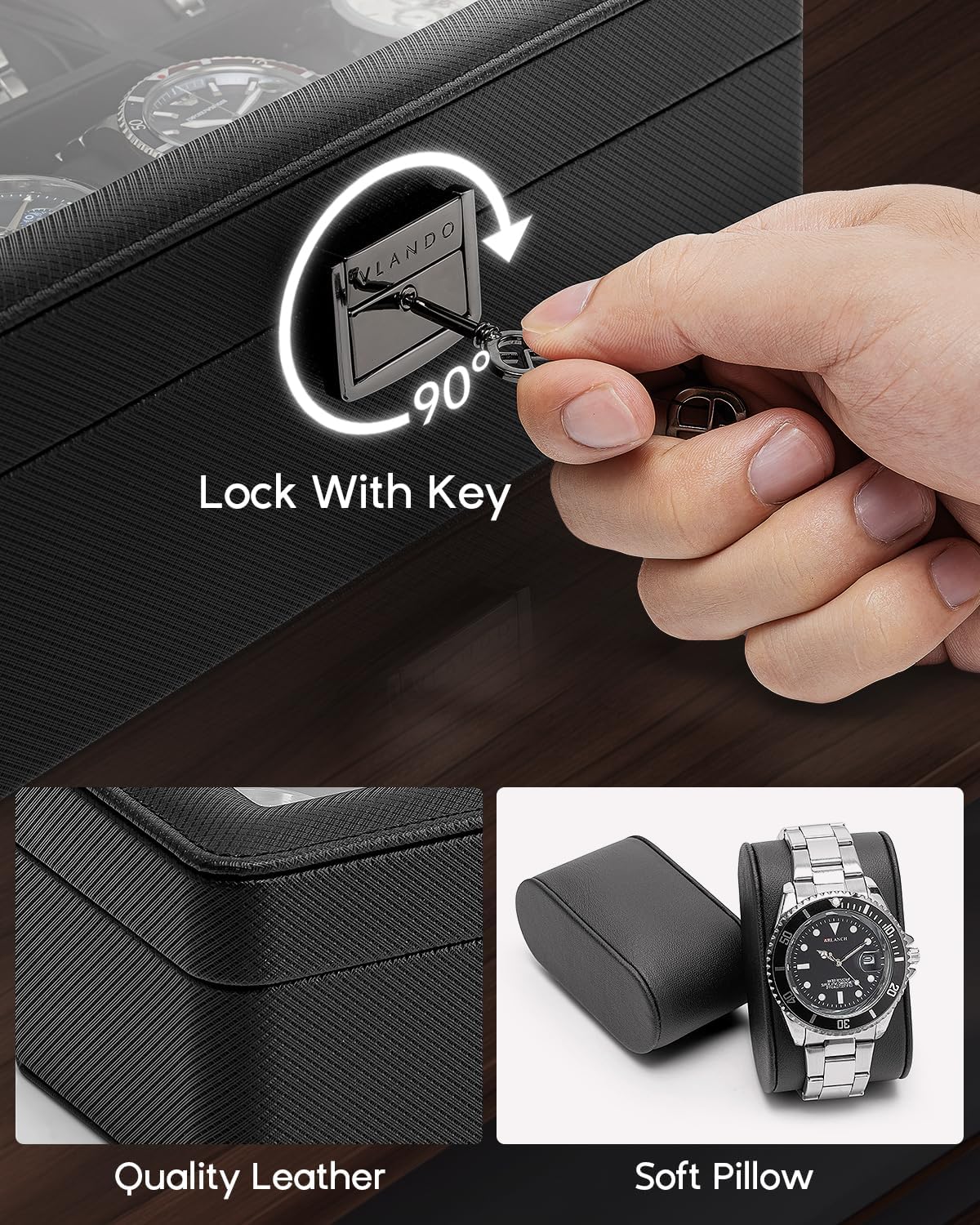 6-Slot Watch Case with Glass L - Jewelry Watches Men avis et prix
