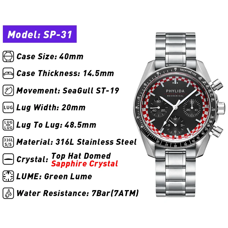 PHYLIDA 40mm Men's Watch ST19  - Jewellery Watch avis et prix