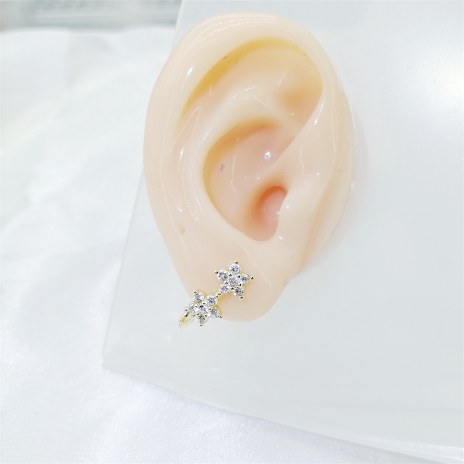 1pc 2 Crystal Flowers Ear Cuff - Ear Cuff No Piercing avis et prix