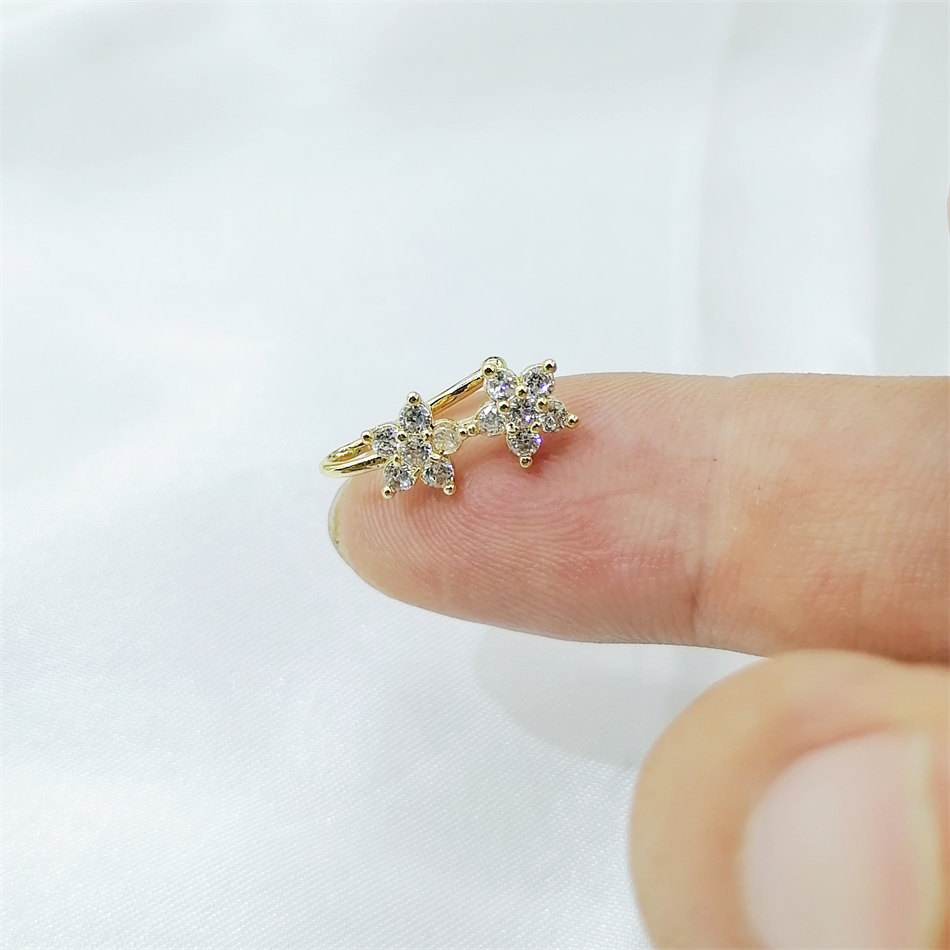 1pc 2 Crystal Flowers Ear Cuff - Ear Cuff No Piercing avis et prix